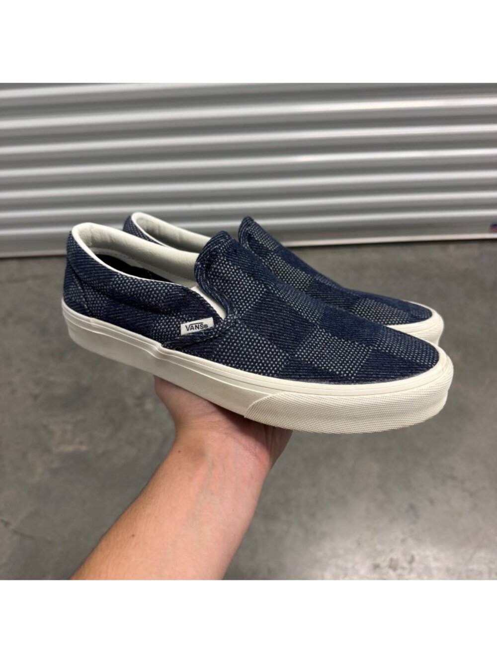 Vans Classic Slip-On Denim Checkerboard Size 9